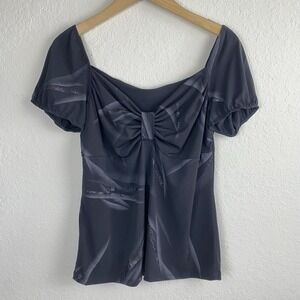 Vtg Womens XL Babydoll Blouse Puff Sleeve Glitter Whimsigoth Fairy Grunge Y2k